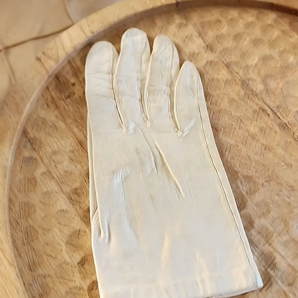 100% Silk & Leather Vintage Gloves WP 9633